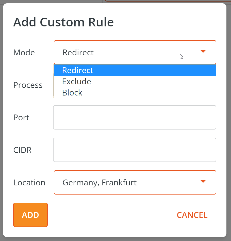 Add HideAway VPN custom Rules